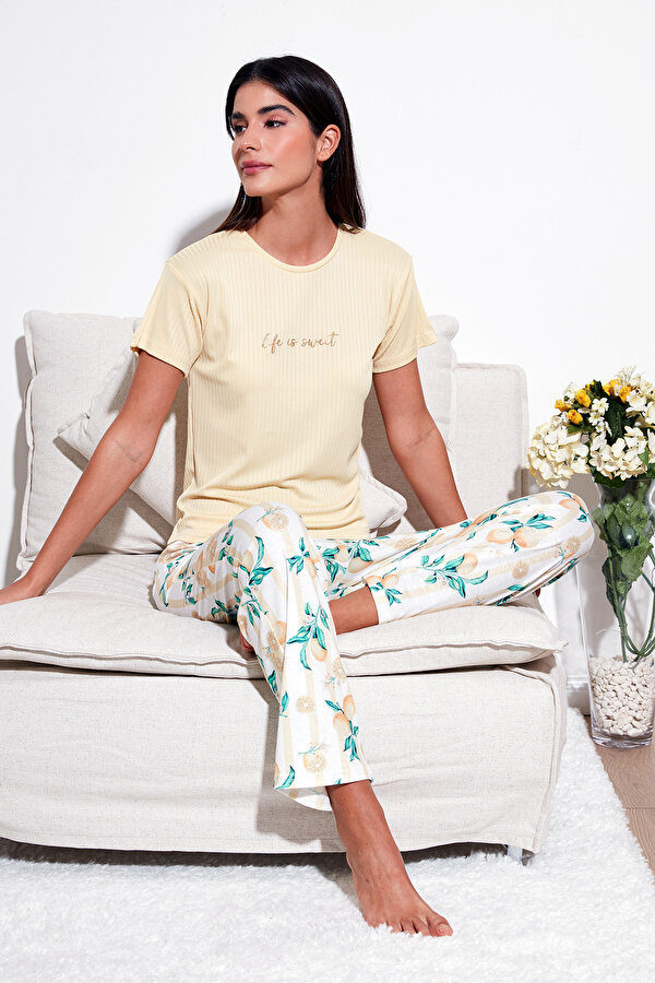 Bayan Pijama Takımı 65770105 SARI