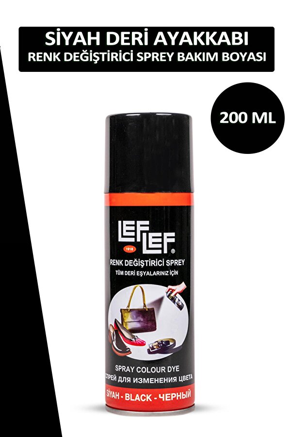 Bağcık + Nuri Leflef Siyah Deri Ayakkabı Renk Değiştirici Sprey Bakım Boyası 200 ML Set
