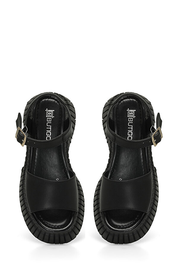 ELENA 4FX Siyah Kadın Kalın Taban Sandalet