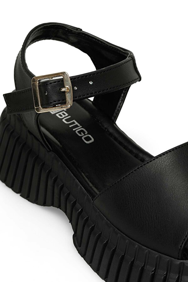 ELENA 4FX Siyah Kadın Kalın Taban Sandalet