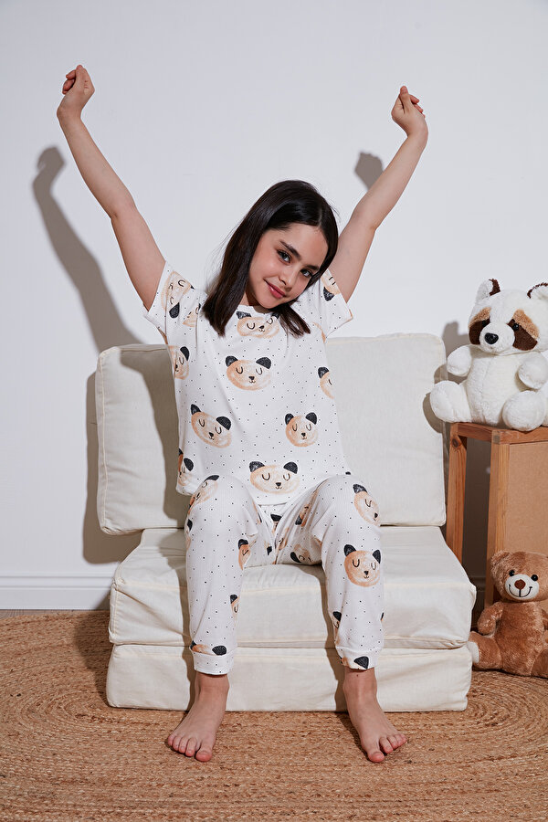 Kız Çocuk Pijama Takımı 6651002 EKRU