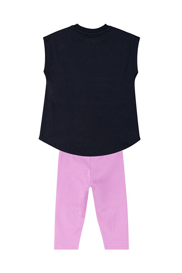 Orman Kedisi Kız Çocuk T-shirt Lila Tayt Takım