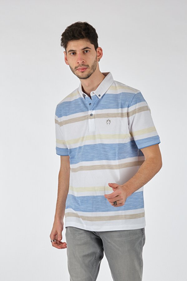 Polo Yaka Rahat Kesim Kısa Kollu Ekru Erkek T-Shirt 5098530
