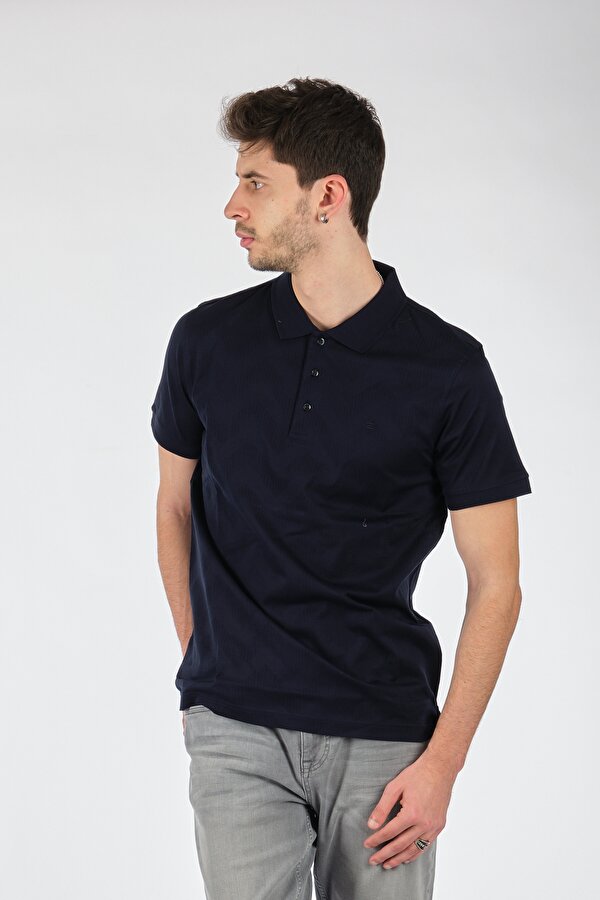Polo Yaka Slim Fit Kısa Kollu Lacivert Erkek T-Shirt 60882212