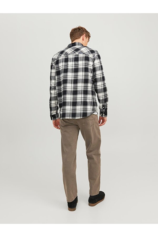 Jack&Jones Rahat Kesim Beyaz-Siyah Erkek Gömlek 12227596