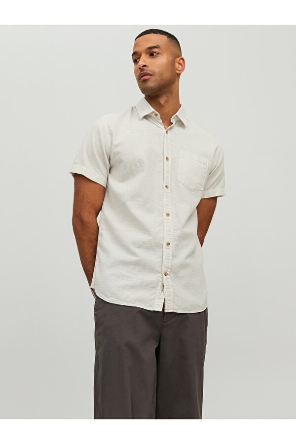 Jack&Jones Kısa Kollu Beyaz Erkek Gömlek 12235362