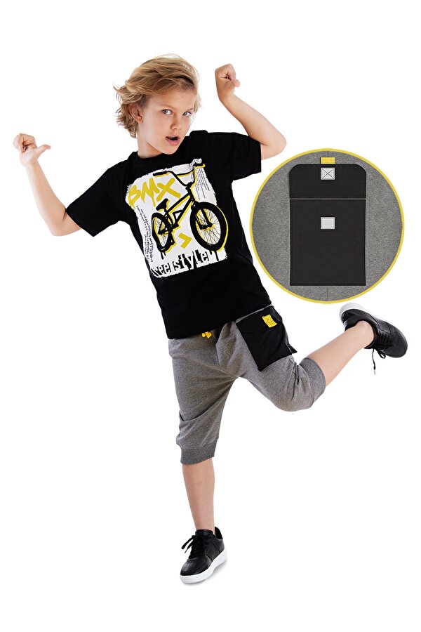 Bisiklet Erkek Çocuk T-shirt Kapri Şort Takım