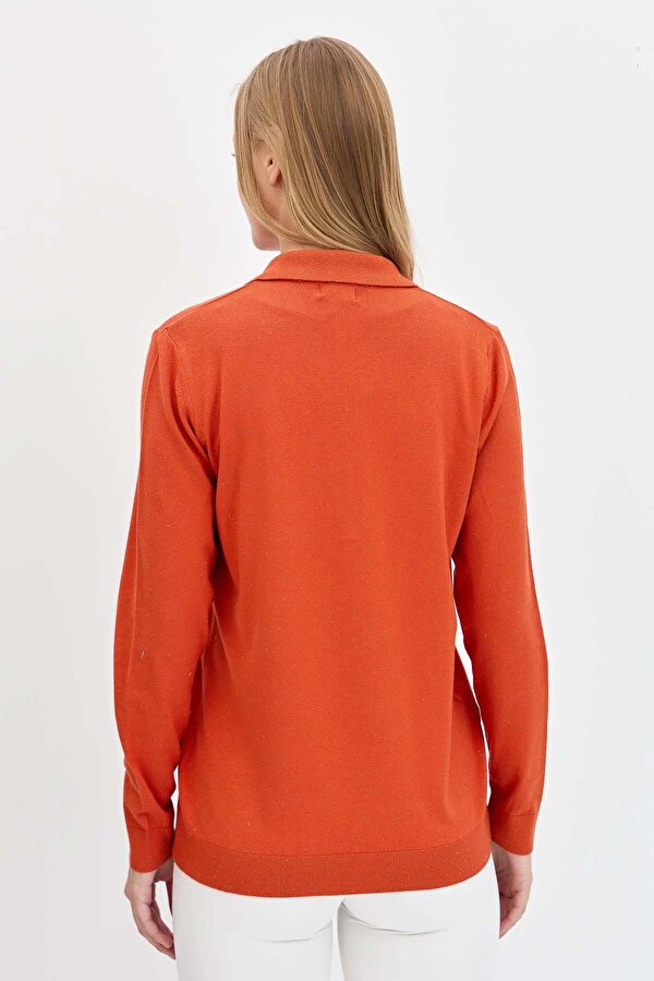 Kadın Polo Yaka Angelina Basic Kazak 23026 Portakal