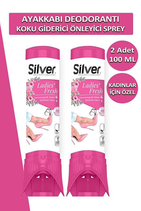 2 Adet Kadın Ayakkabı Deodorantı Koku Giderici Önleyici 100 ML Ladies Fresh Çekecek Hediyeli