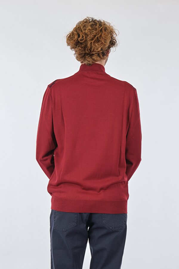 Yarım Balıkçı Desenli Uzun Kollu Bordo Erkek Kazak 2224130