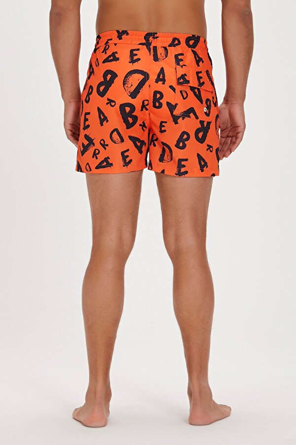 Bling Turuncu Baskılı Erkek Deniz Şortu