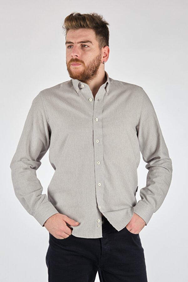Regular Fit Uzun Kollu Füme Erkek Gömlek 52532121