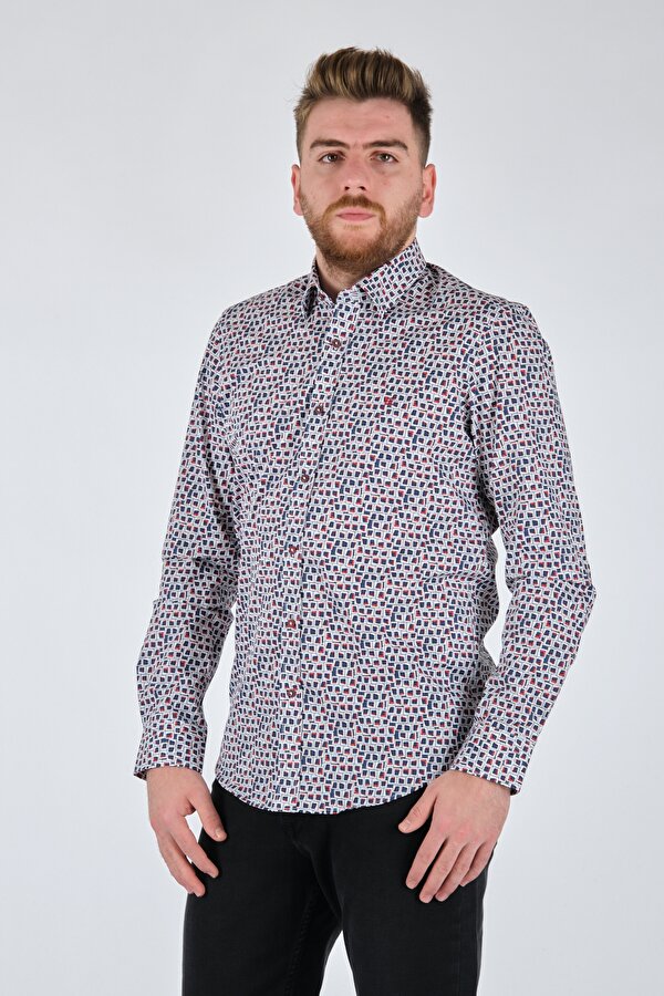 Düz Yaka Slim Fit Uzun Kollu Beyaz Erkek Gömlek 51882121