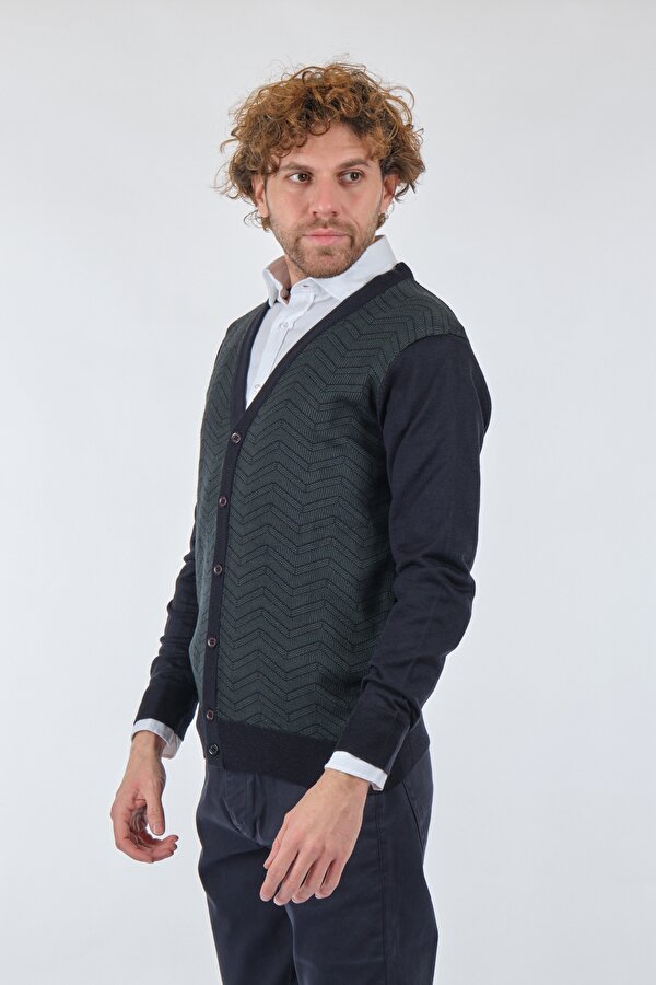 Desenli Yeşil Erkek Hırka 2224326