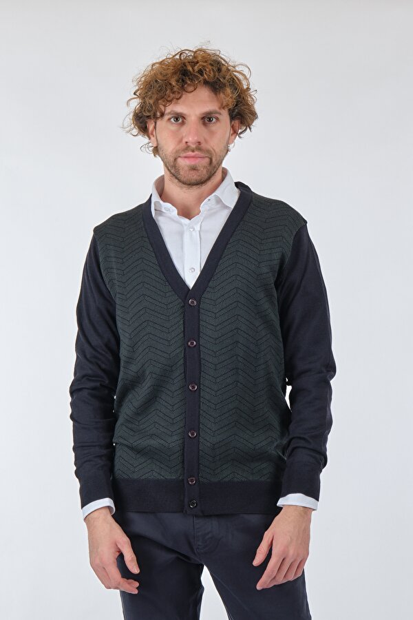 Desenli Yeşil Erkek Hırka 2224326