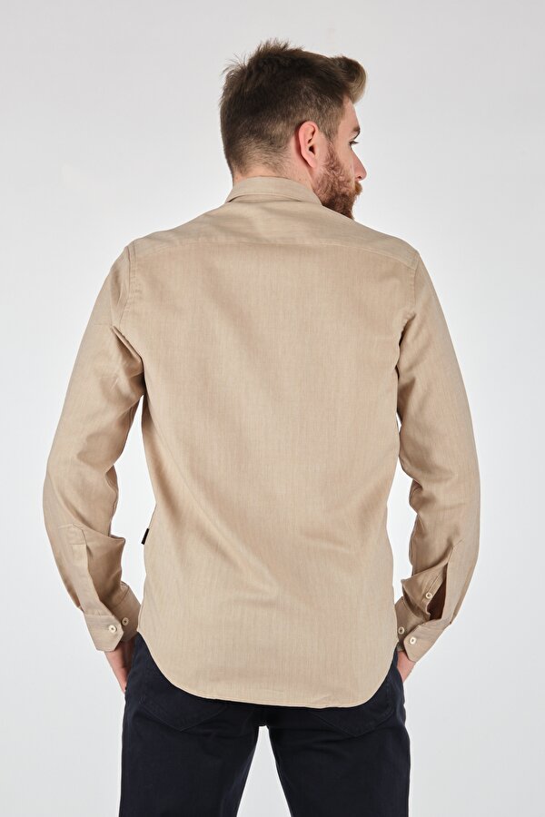 Regular Fit Uzun Kollu Açık Kahverengi Erkek Gömlek 52532121