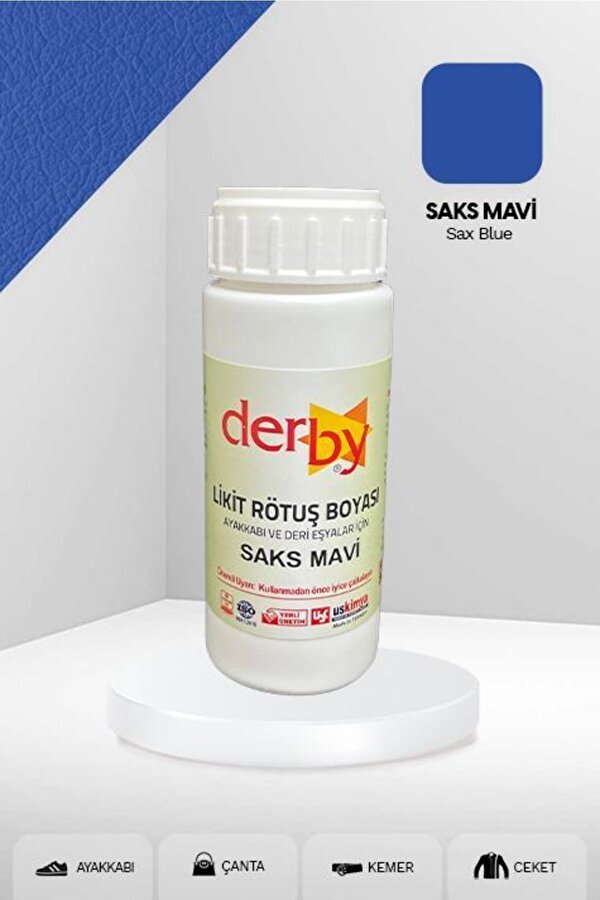 Deri Ayakkabı ve Eşyalar Için Örtücü Yoğun Rötuş Boyası 100 Ml - Saks Mavi