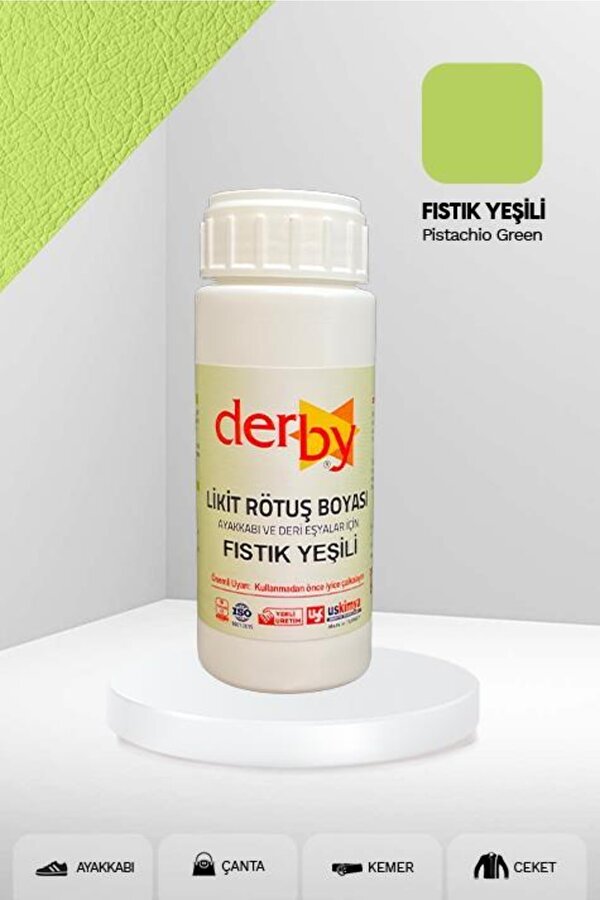 Deri Ayakkabı ve Eşyalar Için Örtücü Yoğun Rötuş Boyası 100 Ml - Fıstık Yeşili