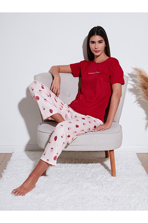Bayan Pijama Takımı 65770105 KIRMIZI