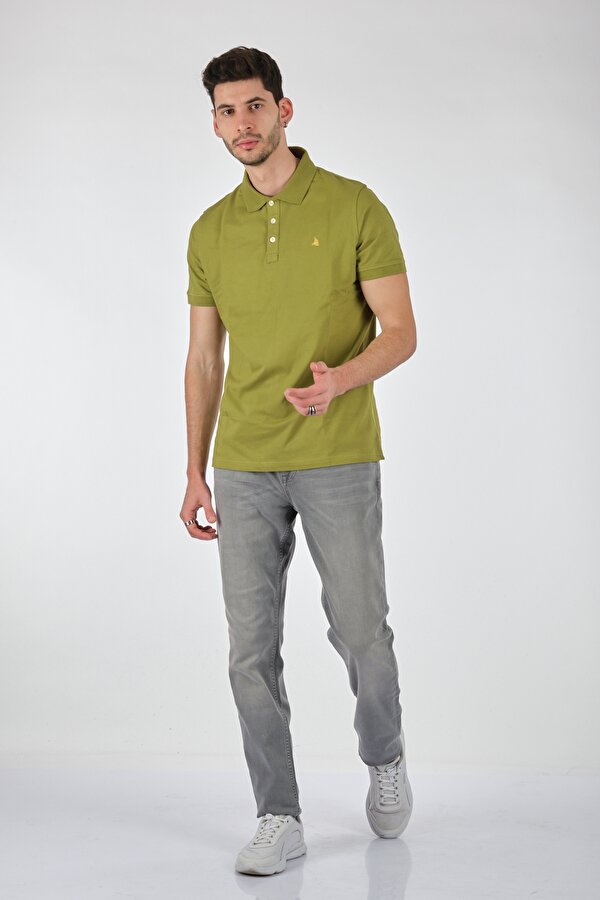 Polo Yaka Slim Fit Kısa Kollu Açık Yeşil Erkek T-Shirt 221220200