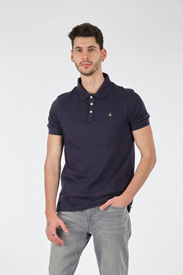 Polo Yaka Slim Fit Kısa Kollu Lacivert Erkek T-Shirt 221220200