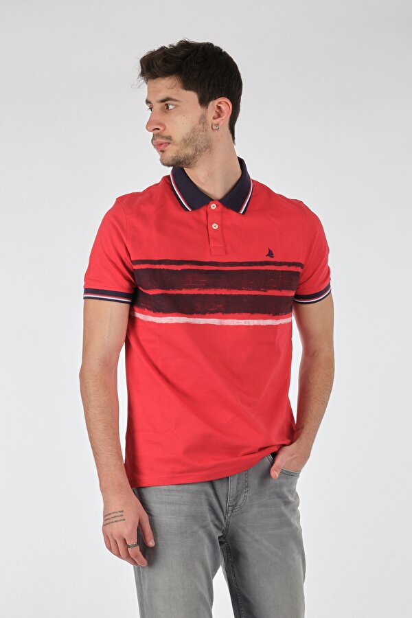 Polo Yaka Slim Fit Kısa Kollu Kırmızı Erkek T-Shirt 221220201