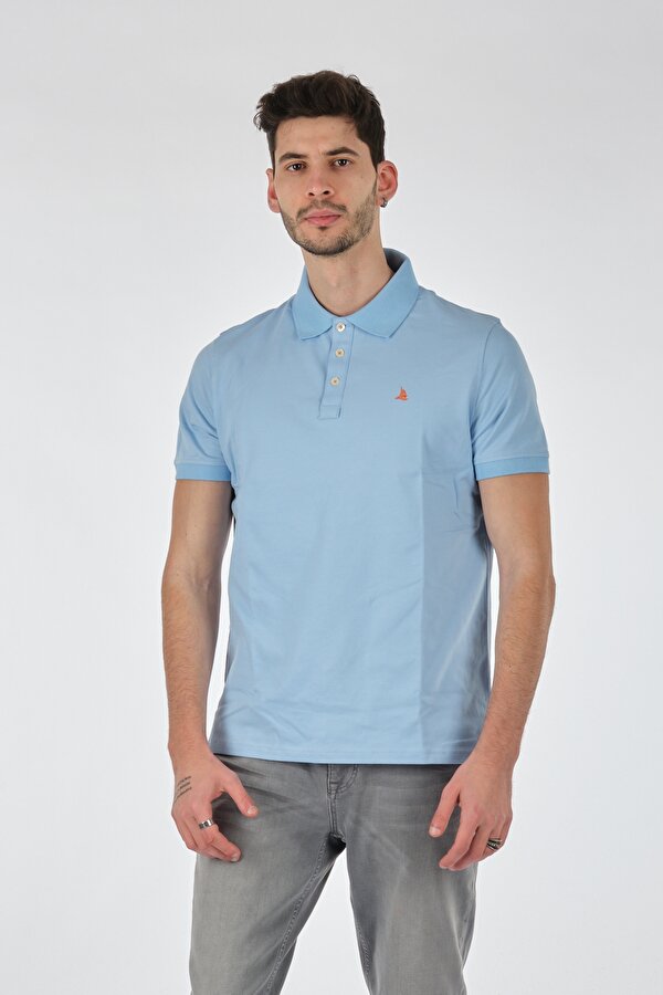 Polo Yaka Slim Fit Kısa Kollu Açık Mavi Erkek T-Shirt 221220200