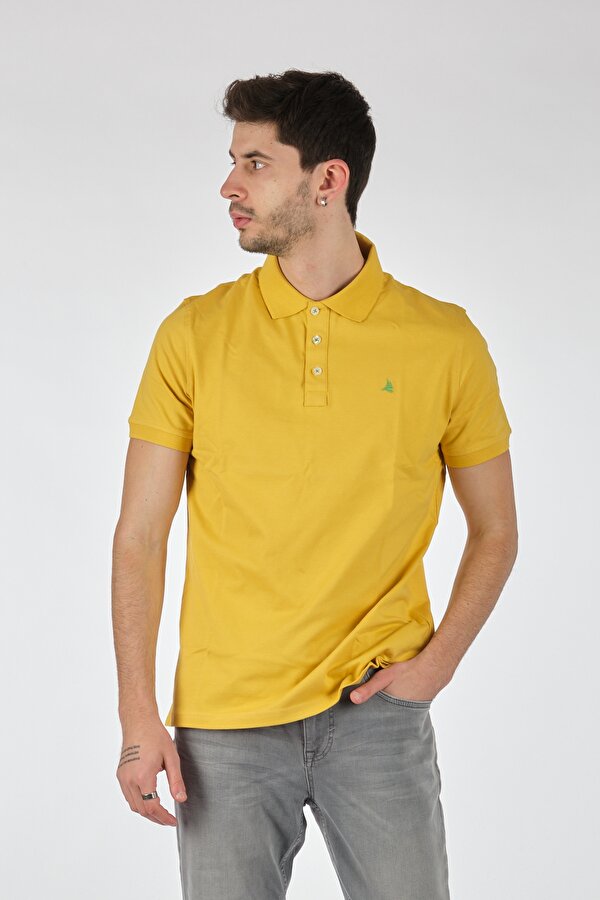 Polo Yaka Slim Fit Kısa Kollu Sarı Erkek T-Shirt 221220200