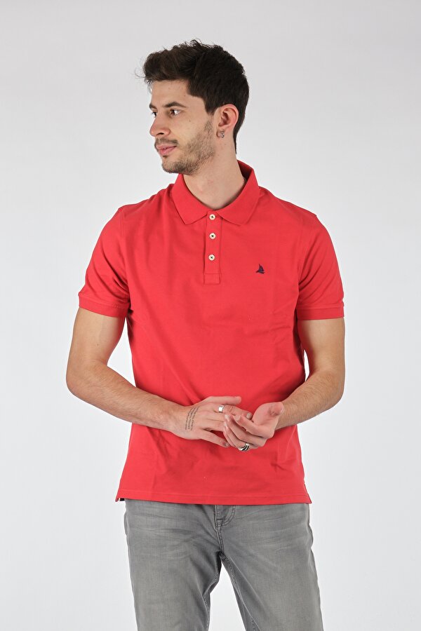 Polo Yaka Slim Fit Kısa Kollu Kırmızı Erkek T-Shirt 221220200