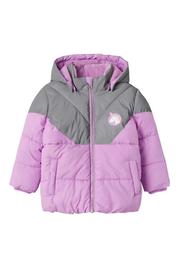 Kapüşonlu Lila Kız Çocuk Mont 13218467