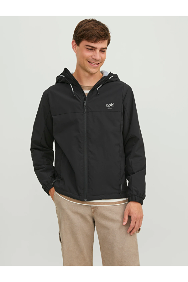 Jack&Jones Kapüşonlu Softshell Siyah Erkek Mont 12238877