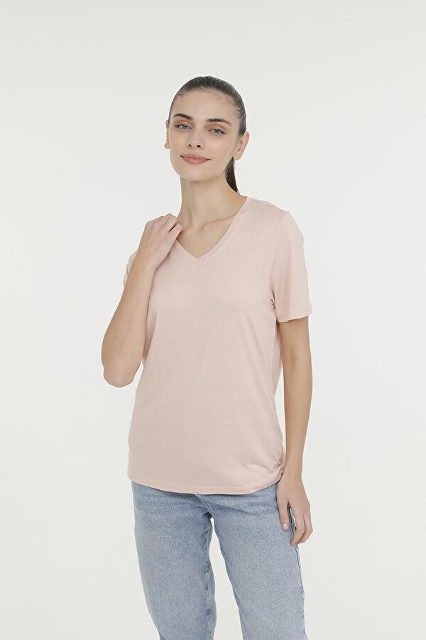WB V VISKON 11MDK205 4FX Pembe Kadın Kısa Kol T-Shirt