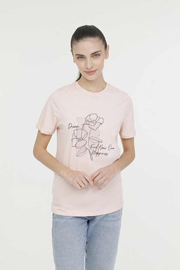 WL AMELIA-B 11GFK301 4FX Pembe Kadın Kısa Kol T-Shirt