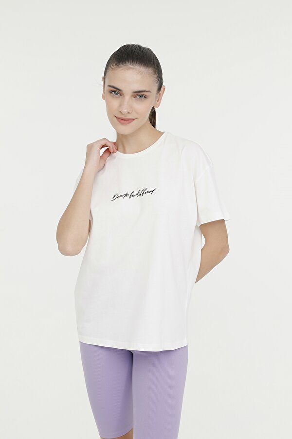 WL HESTIA  11MDK403 4FX Ekru Kadın Kısa Kol T-Shirt