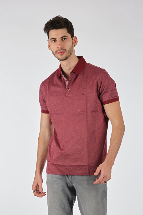 Polo Yaka Puantiye Kısa Kollu Kırmızı Erkek T-Shirt 1102600