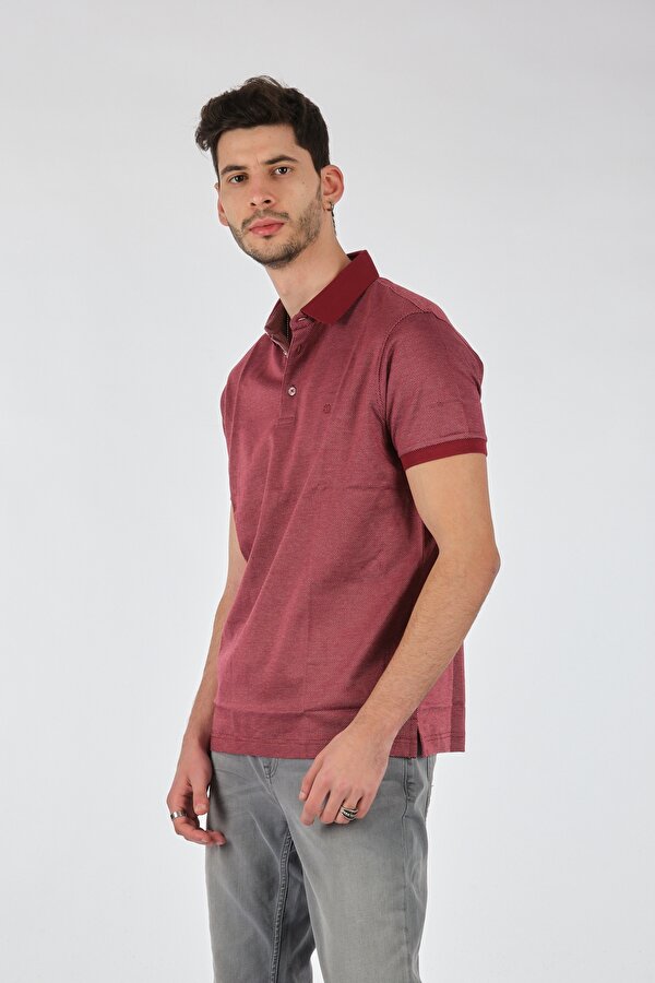Polo Yaka Puantiye Kısa Kollu Kırmızı Erkek T-Shirt 1102600