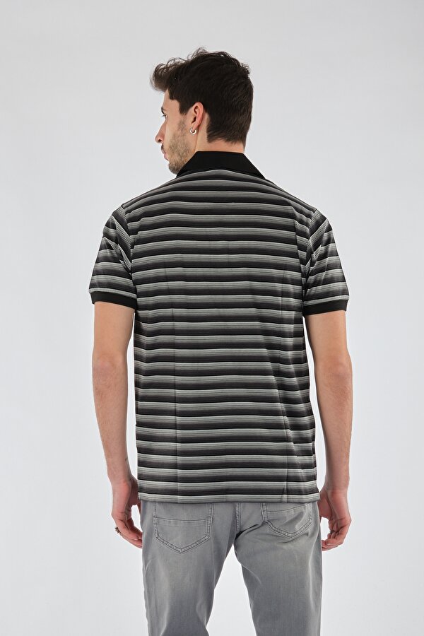 Polo Yaka Cepli Kısa Kollu Siyah-Gri Erkek T-Shirt 1102603