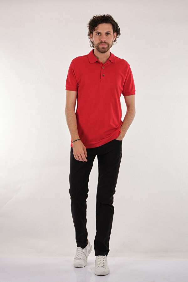 Nehir Polo Yaka Kısa Kollu Kırmızı Erkek T-Shirt 221504006