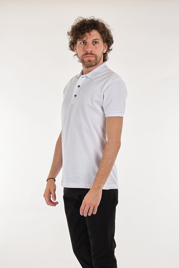 Nehir Polo Yaka Kısa Kollu Beyaz Erkek T-Shirt 221504006
