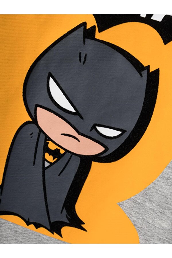 Bisiklet Yaka Baskılı Gri-Melanj Erkek Çocuk Sweatshirt 13221192