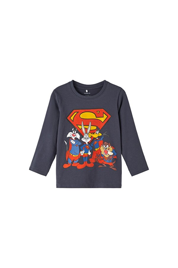 Bisiklet Yaka Baskılı Antrasit Erkek Çocuk Sweatshirt 13221181