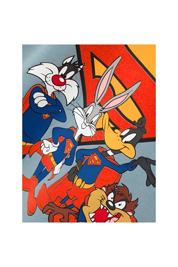 Bisiklet Yaka Baskılı Duman Yeşili Erkek Çocuk Sweatshirt 13221181