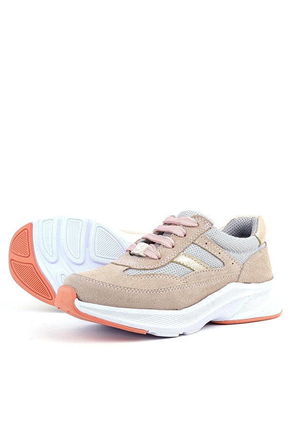 Hakiki Deri Anatomik Pudra Bağcıklı Hafif Çocuk Spor Ayakkabı