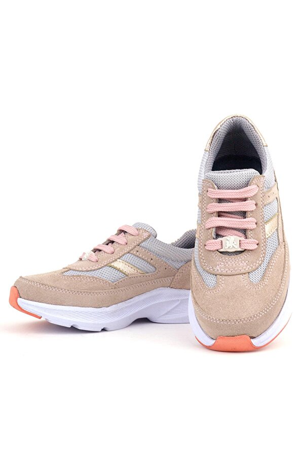 Hakiki Deri Anatomik Pudra Bağcıklı Hafif Çocuk Spor Ayakkabı