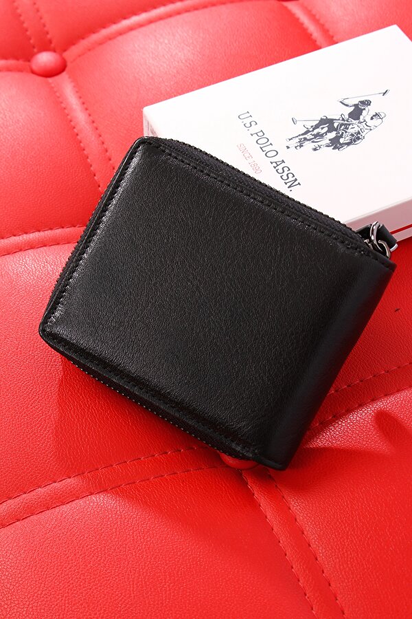 U.S.POLO ASSN. 23748-23747-23749-23746 FERMUARLI HAKİKİ DERİ CÜZDAN KARTLIK SİYAH