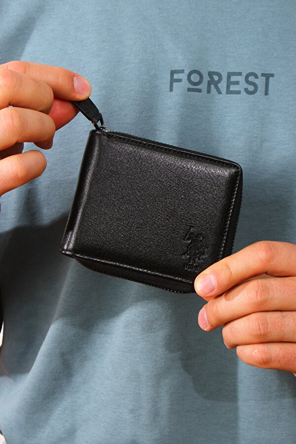 U.S.POLO ASSN. 23748-23747-23749-23746 FERMUARLI HAKİKİ DERİ CÜZDAN KARTLIK SİYAH