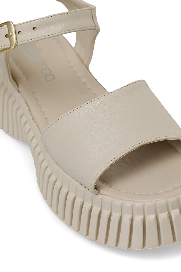 ELENA 4FX Bej Kadın Kalın Taban Sandalet