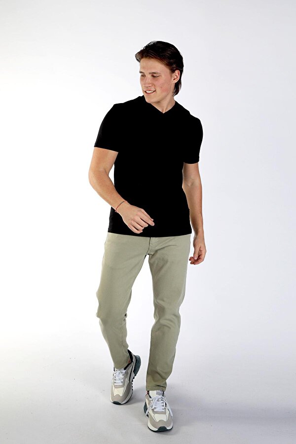 Erkek Jonat V Yaka T-Shirt 242037 Siyah