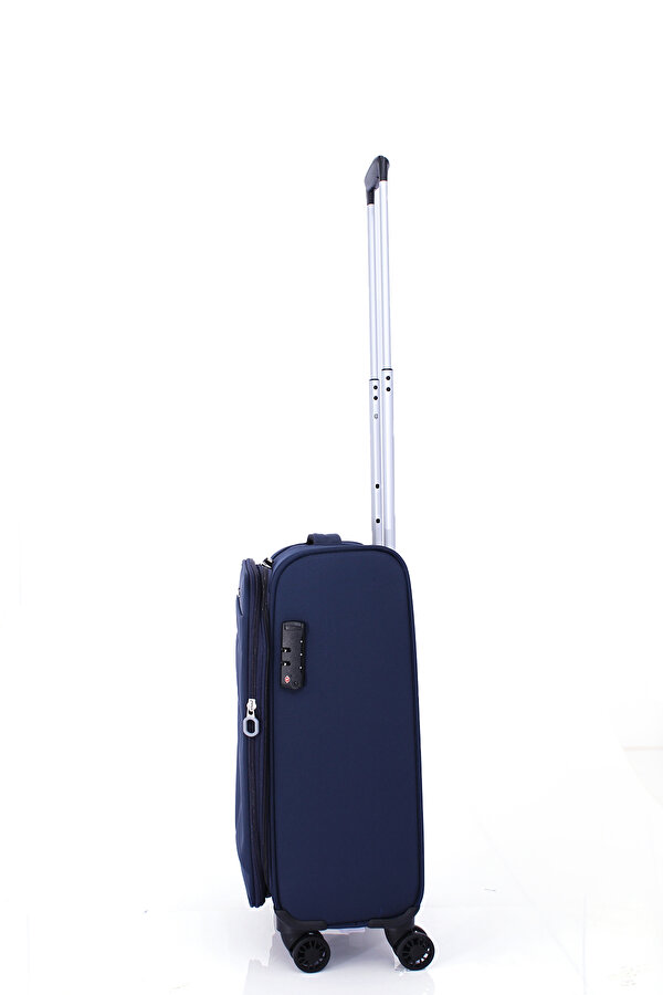 4200 KÜÇÜK BOY Ultra Light Hafif Lüx Kumaş Tekerlekli Valiz LACİVERT