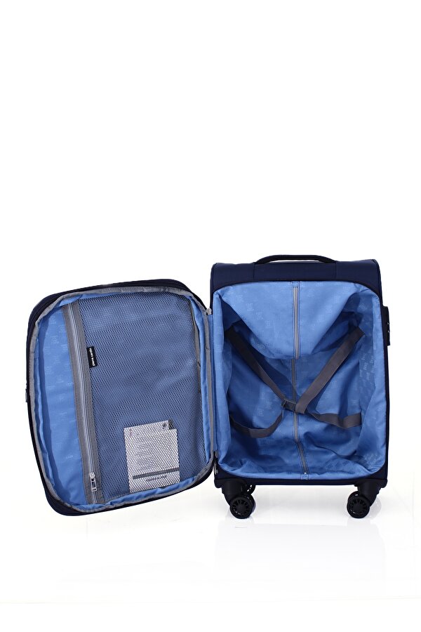 4200 KÜÇÜK BOY Ultra Light Hafif Lüx Kumaş Tekerlekli Valiz LACİVERT